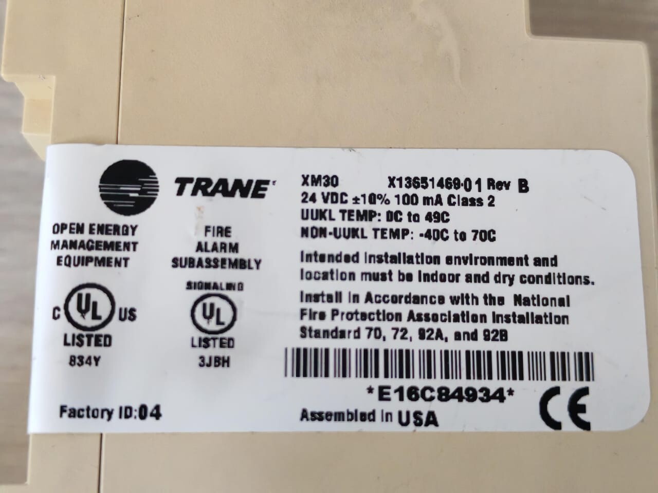 Trane XM30 TRANE XM30 X13651469-01 REV B EXPANSION MODULE 24VDC 8