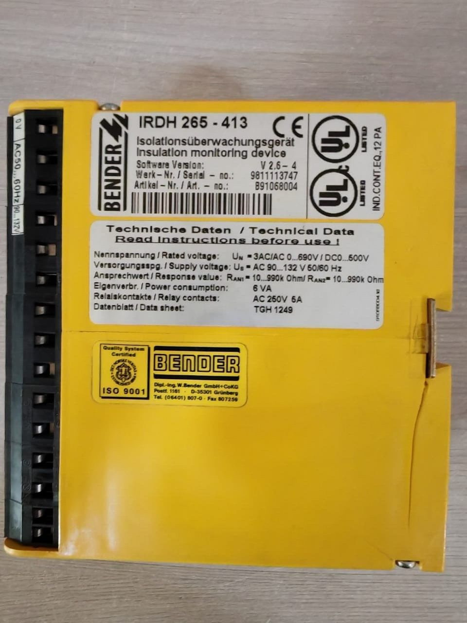 Bender IRDH 265-413 BENDER IRDH 265-413 INSULATION MONITORING DEVICE 3
