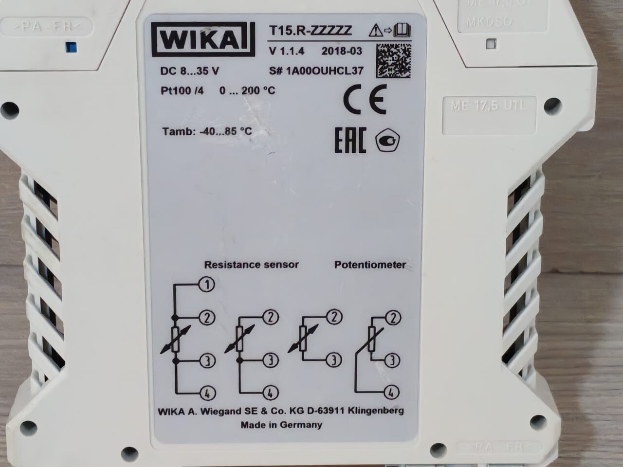 WIKA T15.R-ZZZZZ WIKA T15.R-ZZZZZ V1.1.4 PT100/4 DIGITAL TEMPERATURE TRANSMITTER 2