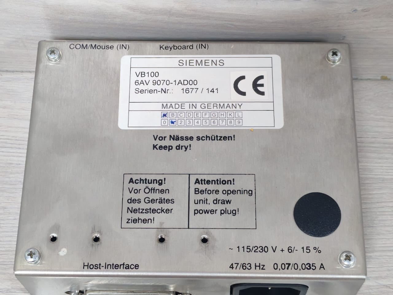 Siemens VB100/6AV Siemens VB100/6AV 9070-1AD00 Operator Com. Channel Extension 2