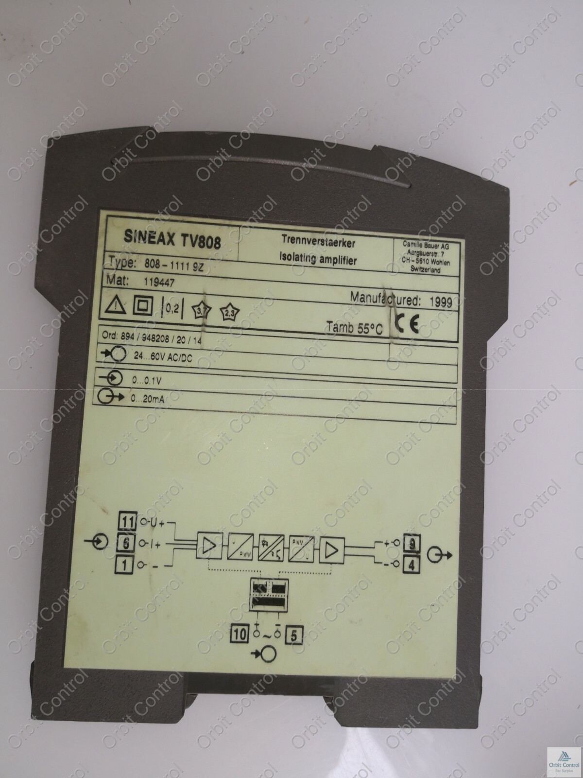 Camille Bauer TV808 CAMILLE BAUER SINEAX TV808 / 808-1111 9Z Trennverstärker Isolating amplifier 4