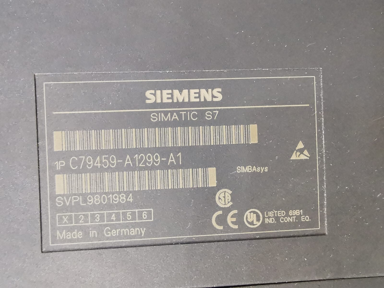 Siemens C79459-A1299-A1 SIEMENS 9AE 4100-1AA10 SIMATIC S7 C79459-A1299-A1 -WITHOUT COVER 5