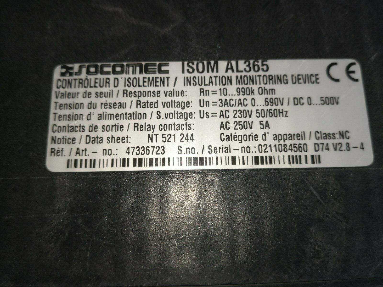 Socomec AL365 Socomec ISOM AL365 Insulation Monitoring Device 2