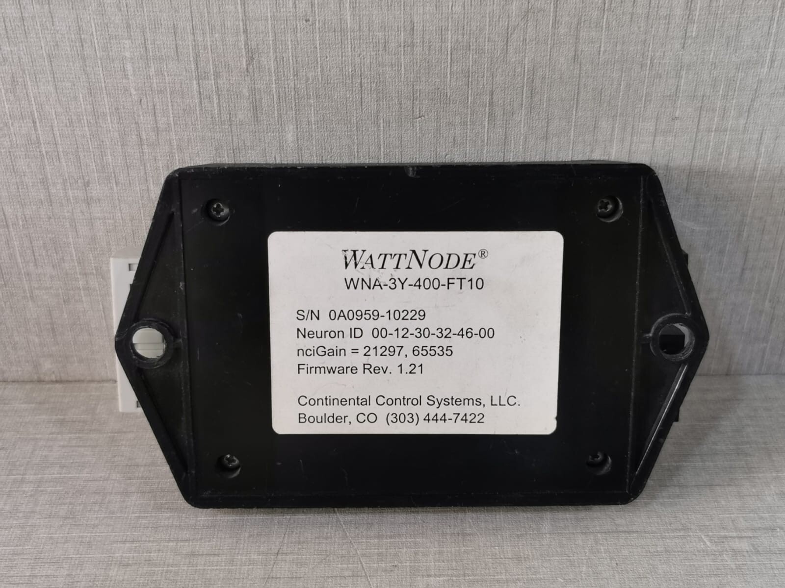 Continental FT10 CONTINENTAL CONTROL SYSTEMS WATTNODE WNA-3Y-400-FT10 WATT HOUR METER 10