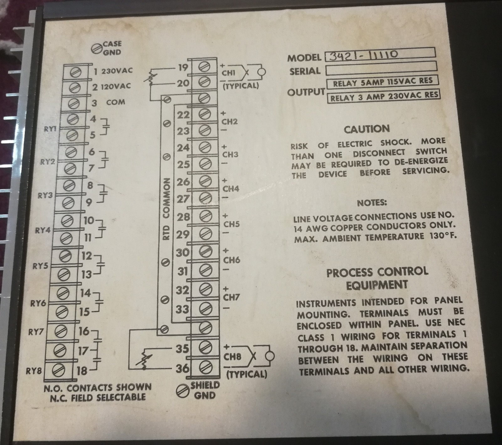 Chromalox 3421-11110 CHROMALOX 3421-11110 120/230VAC 9