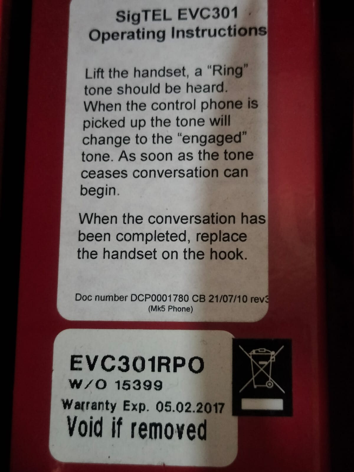 EVC301RPO EVC301RPO EVC301RPO Fire Telephone Outstation c/w Handset (Push to Open), Stainless Steel 10