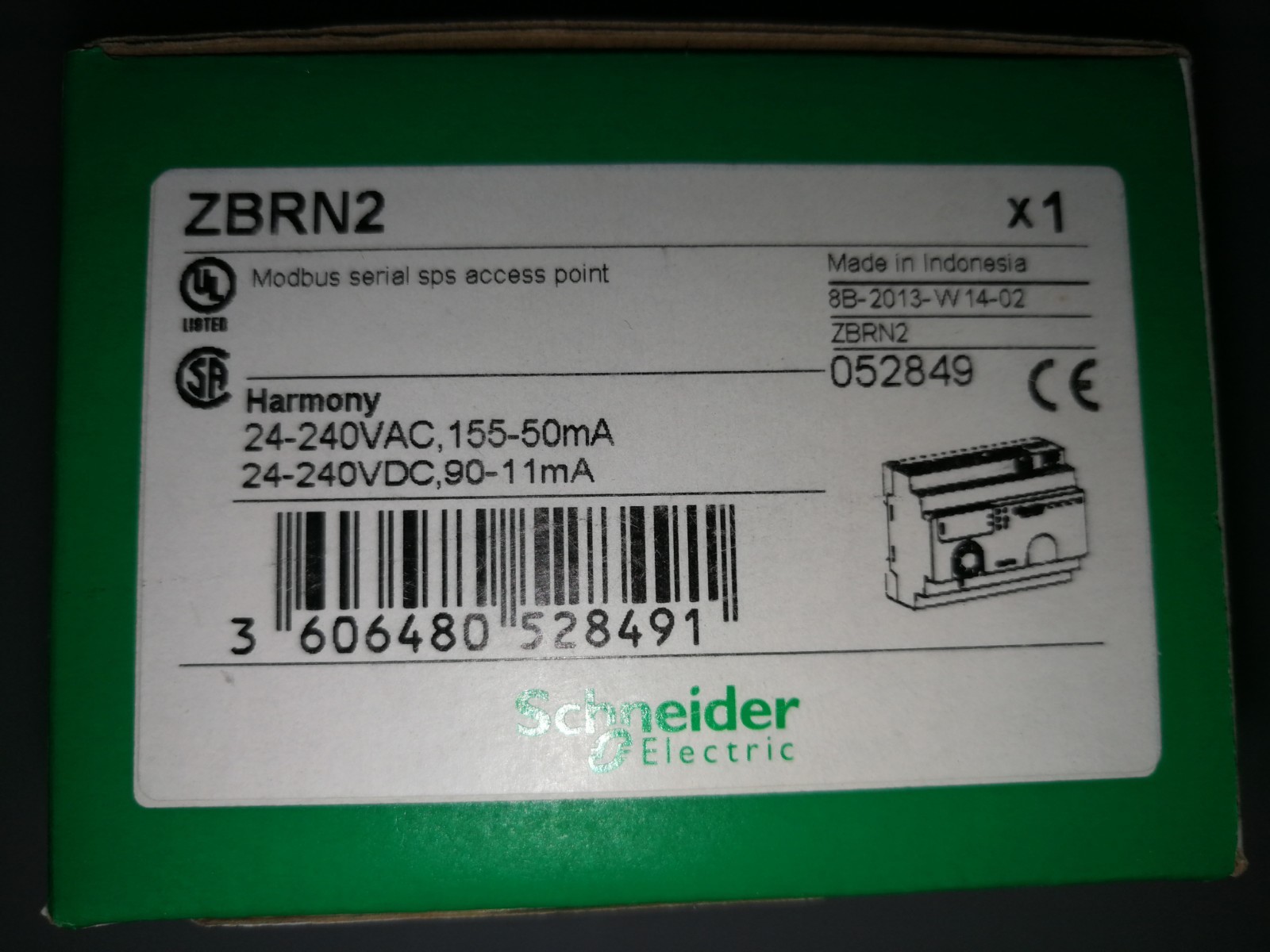 Schneider Electric PORT-24 Schneider Electric ZBRN2 -Access Point, Harmony Modbus Port, 24 to 240 Vac/dc 4
