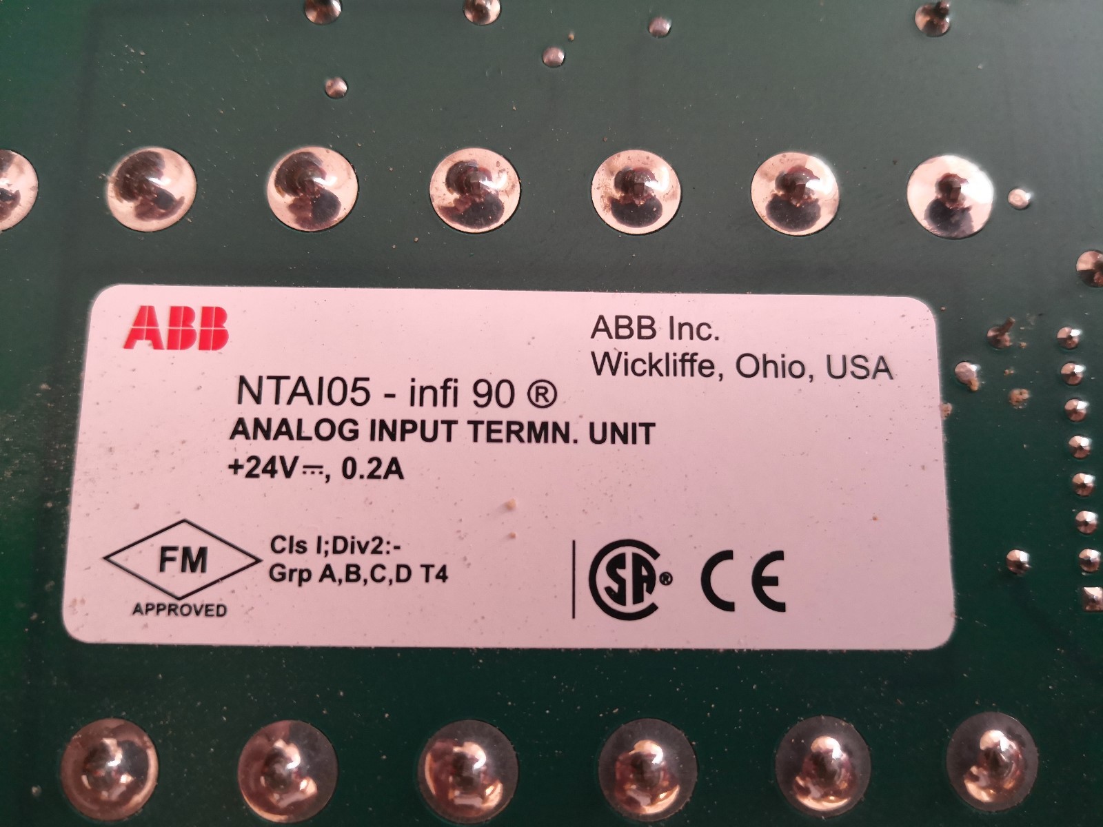 ABB NTAI05 ABB NTAI05 Analog Input Termination Unit 4
