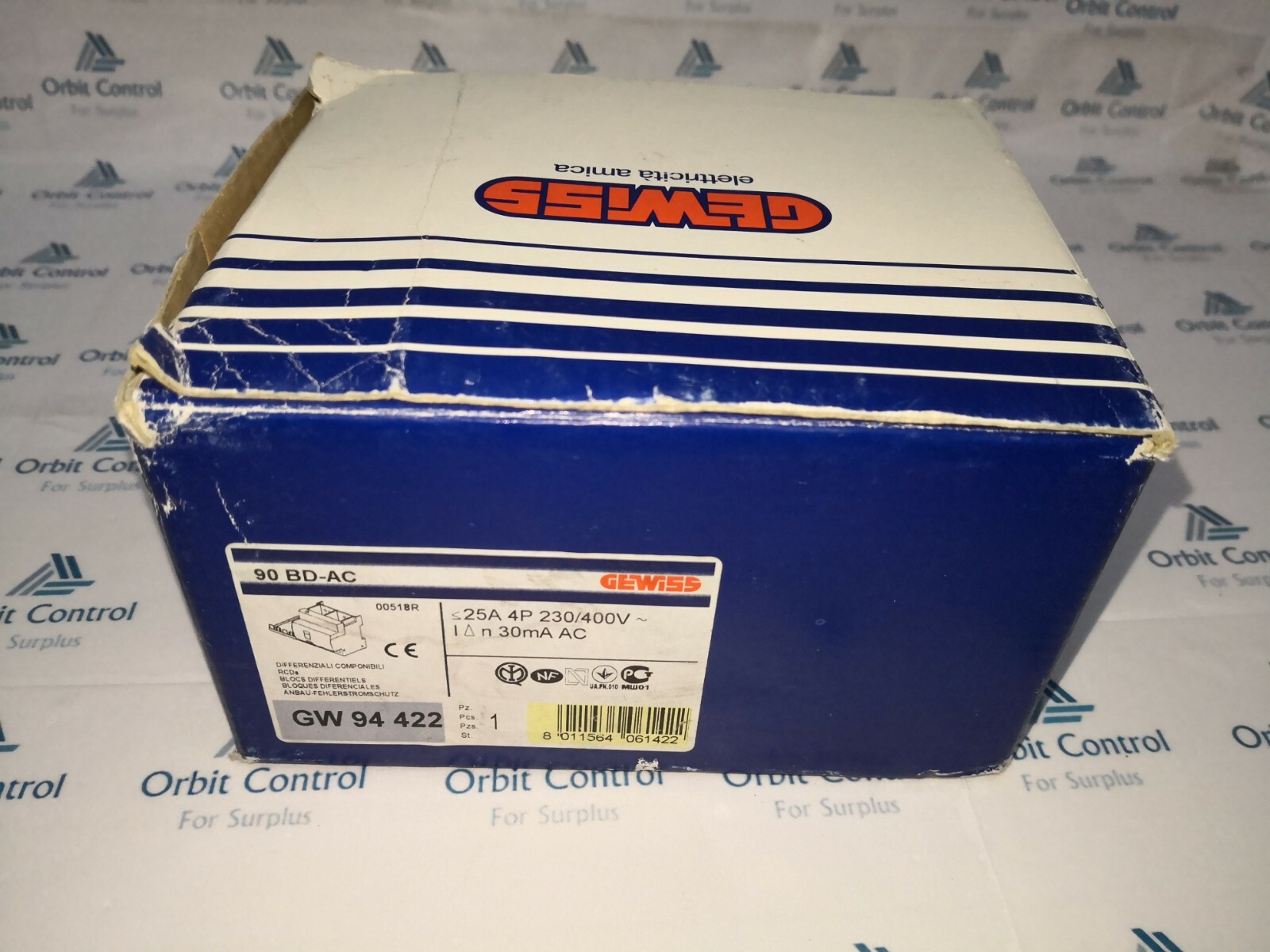 GE GW-94-422 Gewiss GW94422 BLOCS DIFFERENTIELS 4 P 25A / 30mA / GW 94 422 4