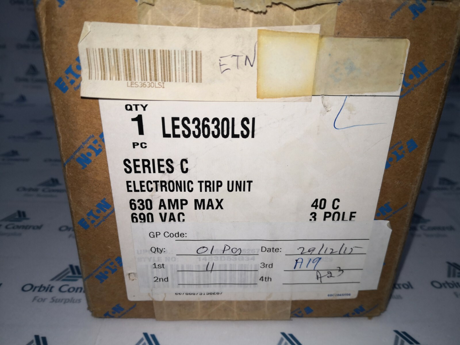 Eaton UNIT-630 Cutler-Hammer LES3630LSI series C Electronic Trip Unit 630 Amp 7