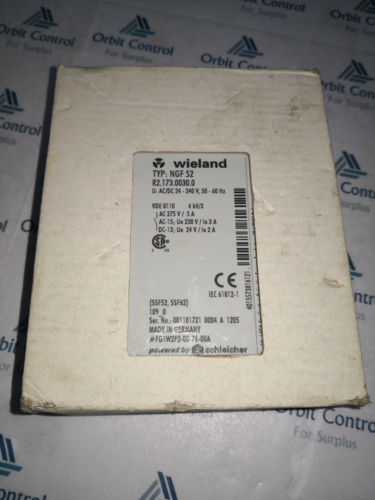 Schleicher NGF-52 WIELAND/SCHLEICHER NGF 52 SAFETY RELAY R2.173.0030.0 3