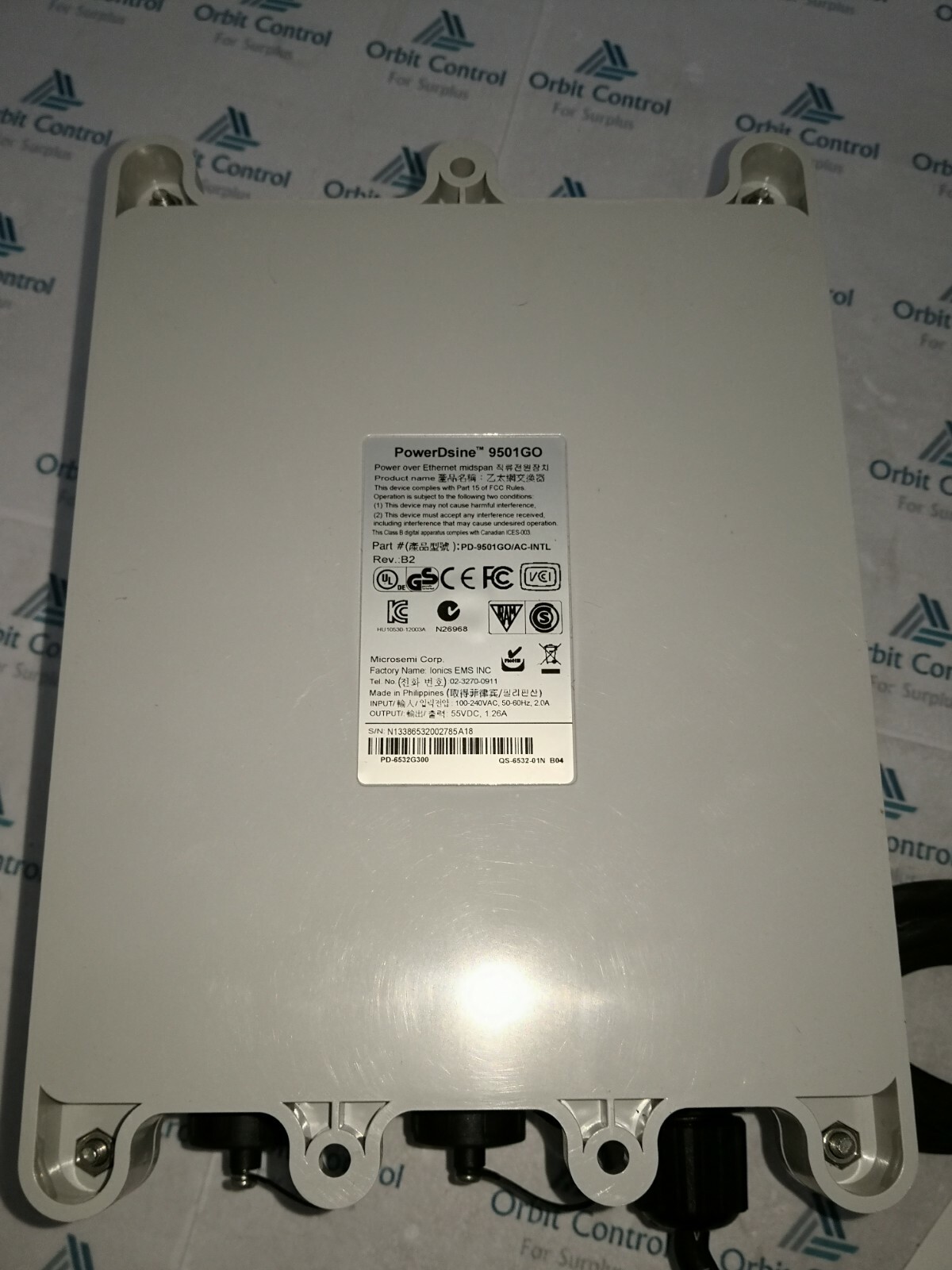 Microsemi 1-PORT Microsemi Power Dsine 9501GO / 1-Port Outdoor Midspan Rev: B2 4