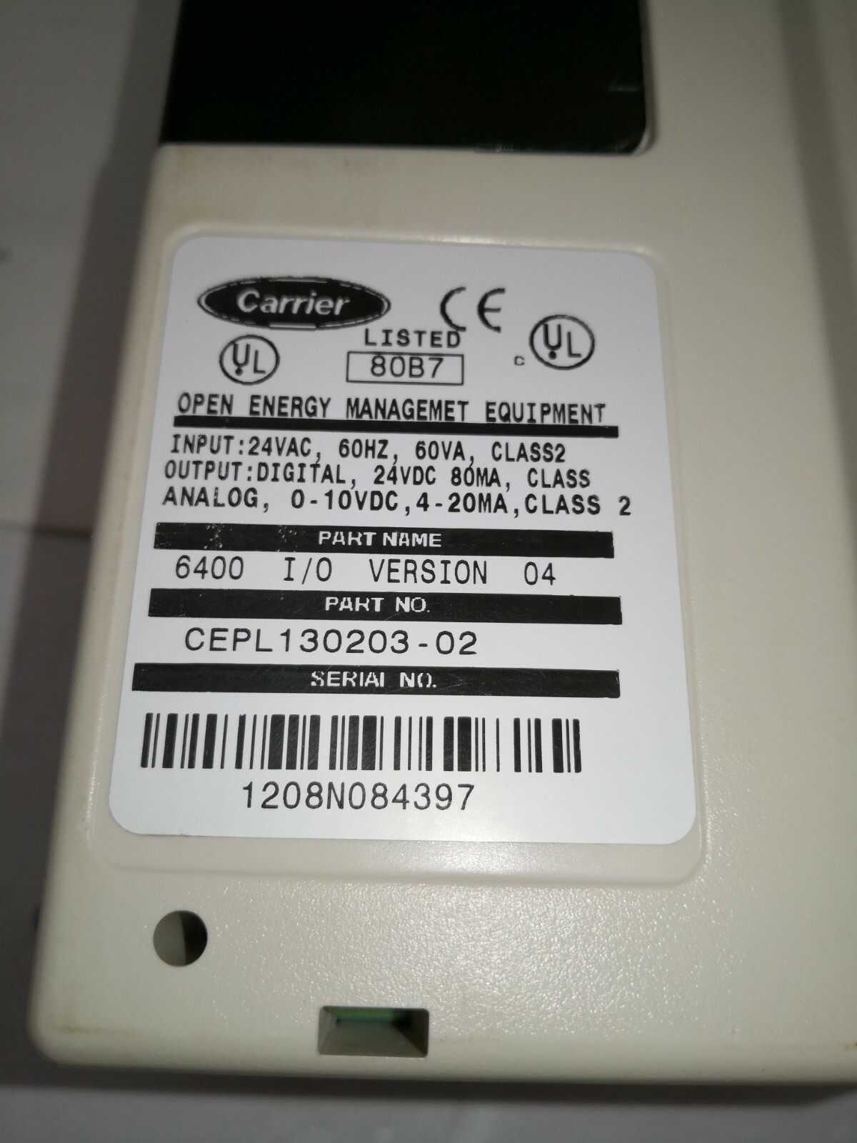 Carrier HVAC-6400 Carrier CEPL130203-02 HVAC 6400-I/O Comfort Control Module Rev. 04 NIB 4