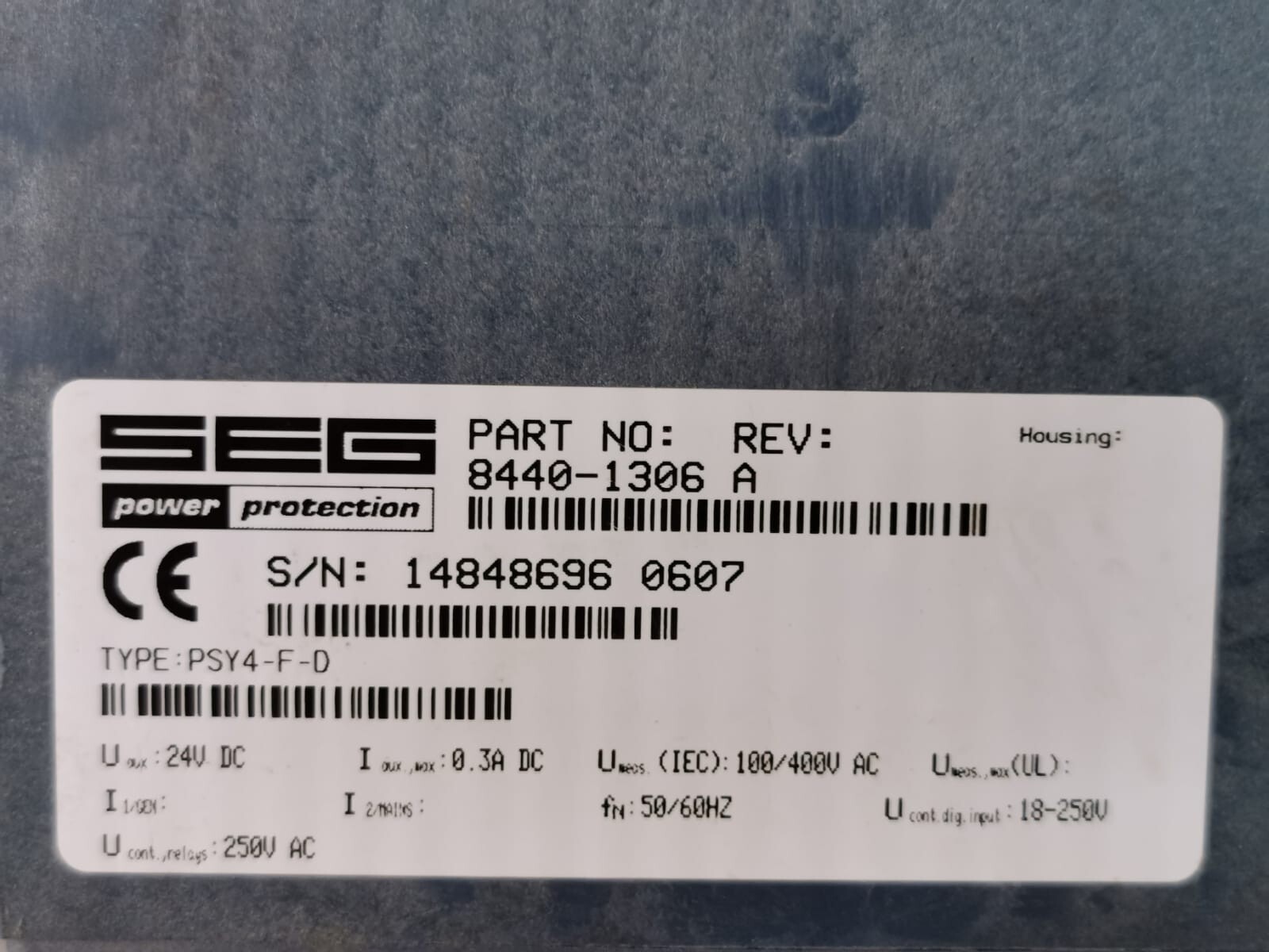 SEG PSY4-F-D SEG PSY4-F-D POWER PROTECTION 8440-1306 REV.A 2