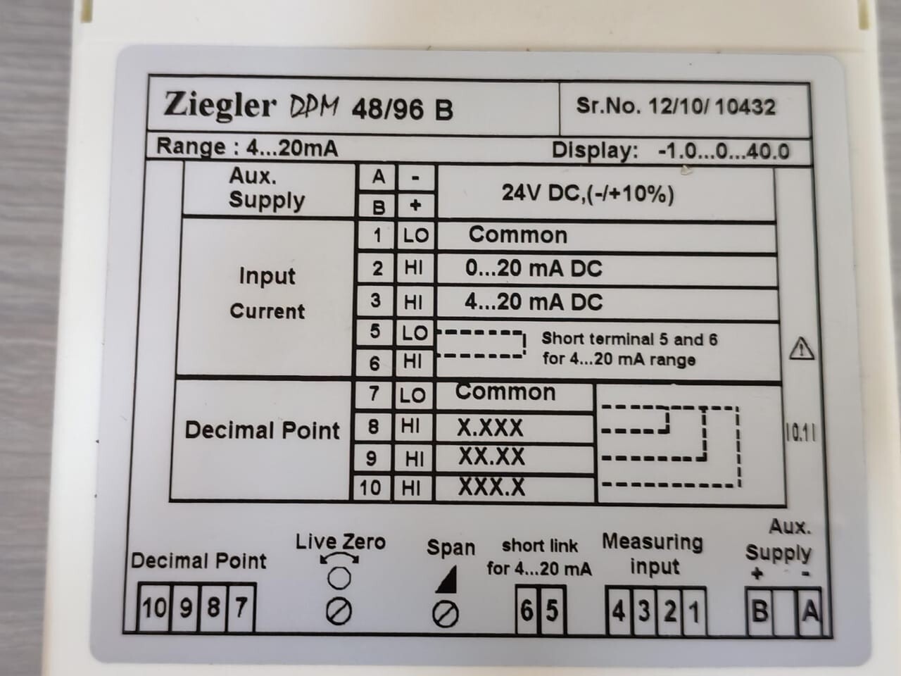 Digital DPM-48 Ziegler DPM 48/96B DIGITAL PANEL METER 24VDC 7
