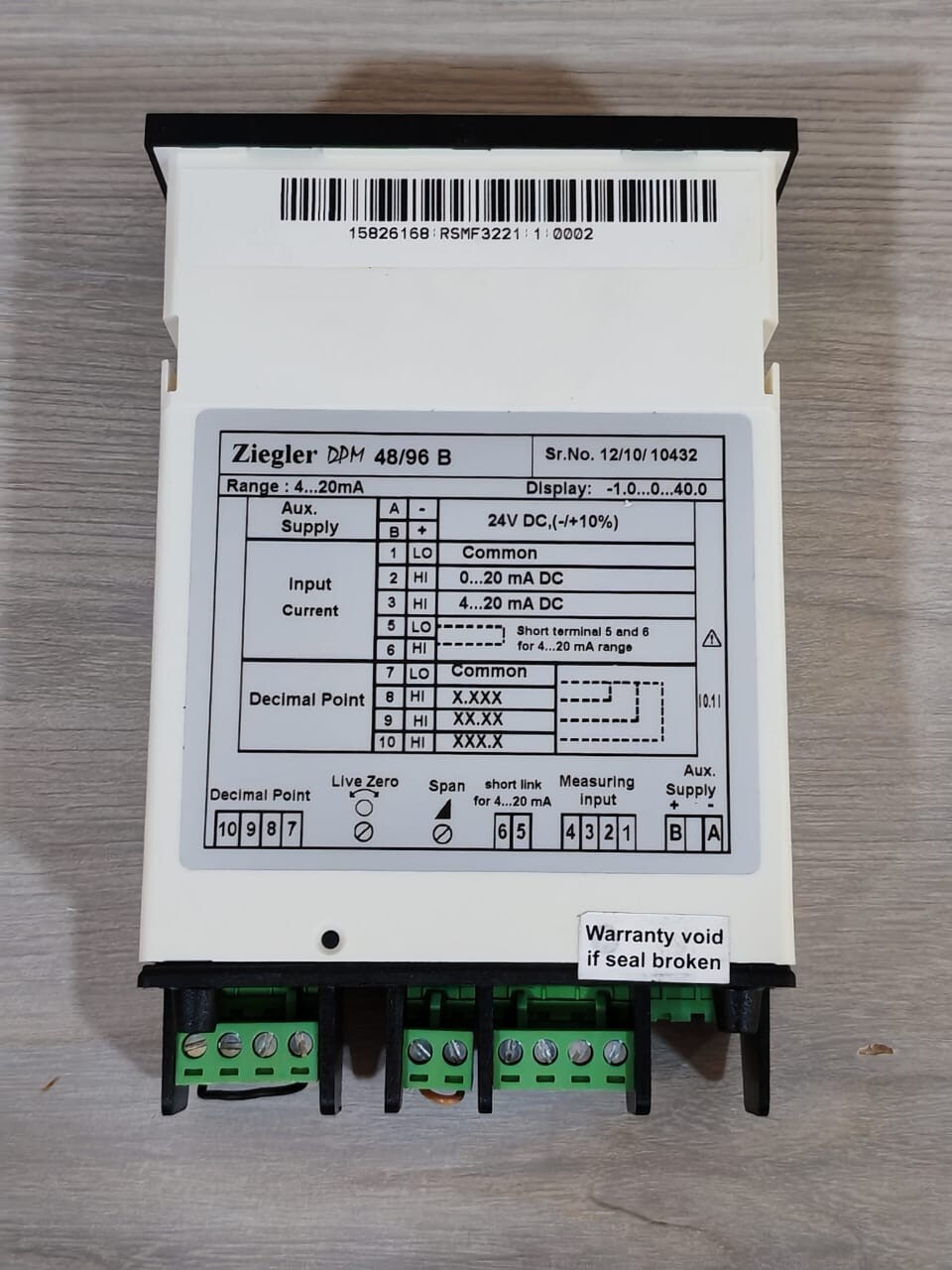 Digital DPM-48 Ziegler DPM 48/96B DIGITAL PANEL METER 24VDC 8