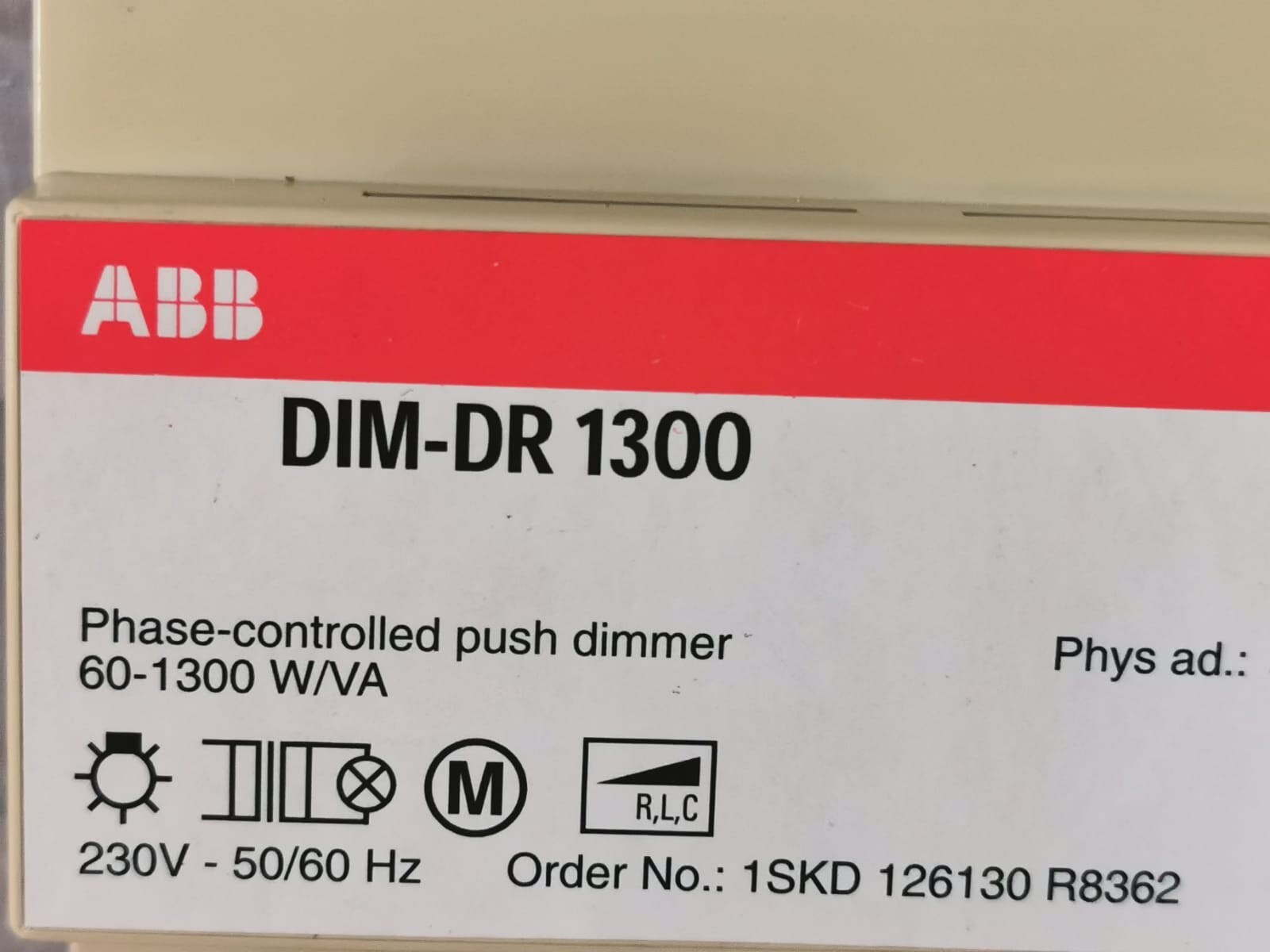 ABB DR-1300 ABB DIM-DR 1300 i-BUS Phase-Controlled Push Dimmer 2