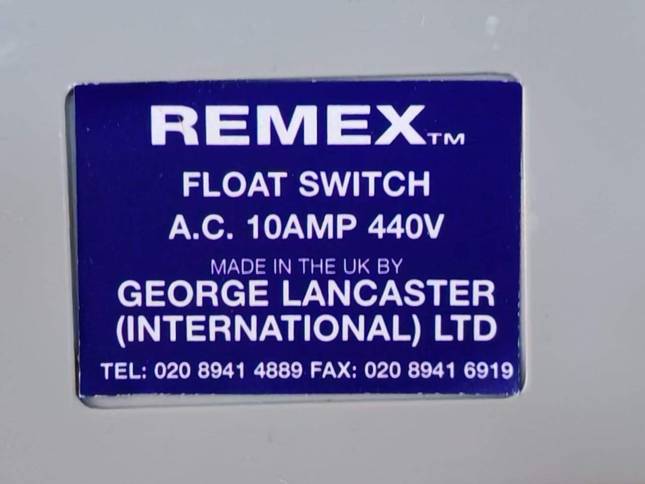 REMEX TYPE "P" REMEX FLOAT SWITCH TYPE "P" 10 AMP 4