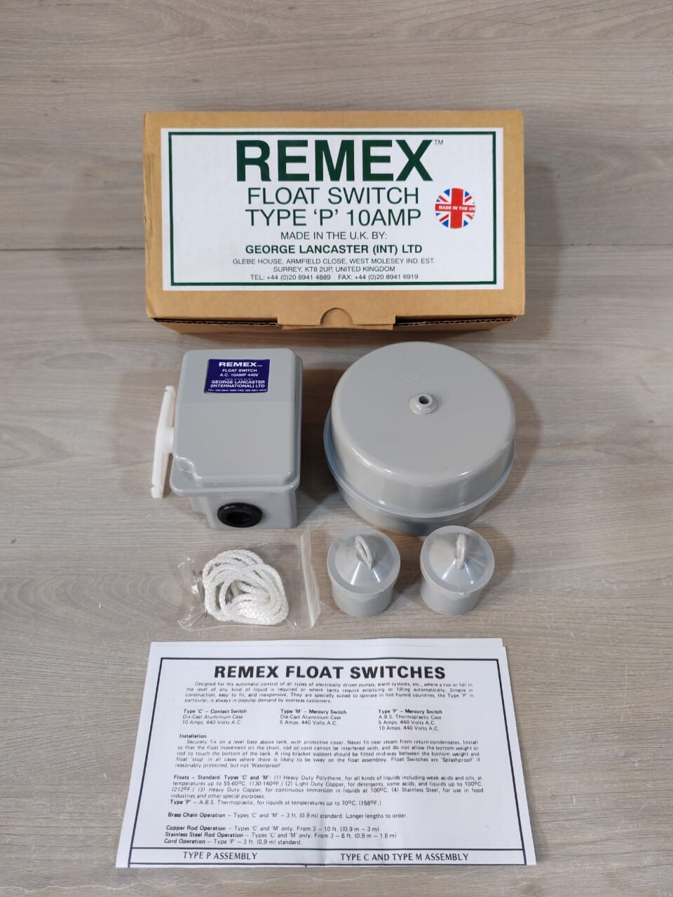 REMEX FLOAT SWITCH TYPE "P" 10 AMP