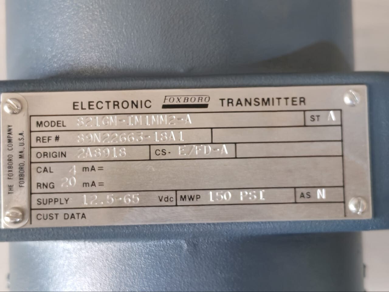 Foxboro 821GM-IM1MM2-A Foxboro 821GM-IM1MM2-A Electronic Pressure Transmitter 12.5-65 VDC 2