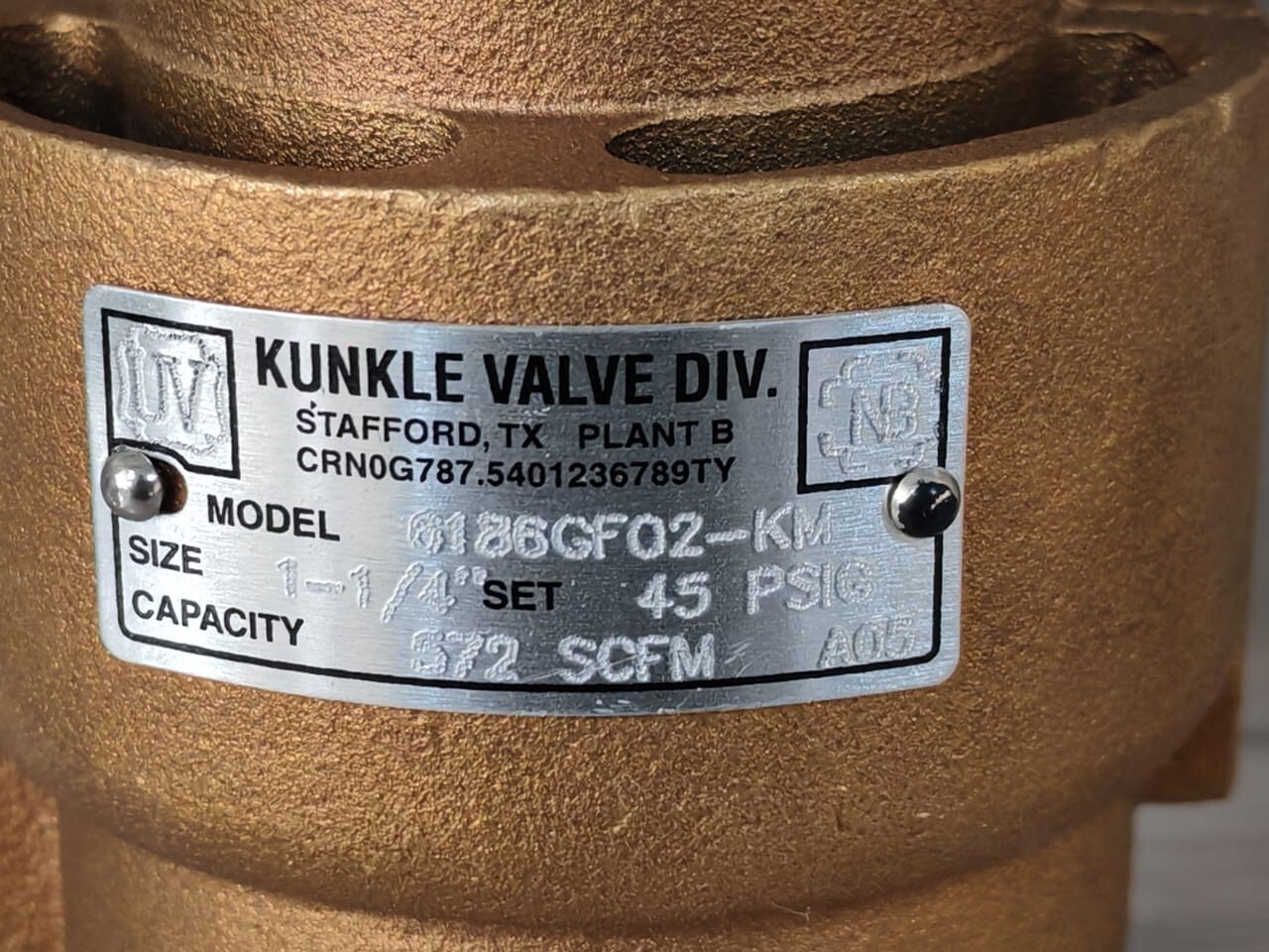 KUNKLE 6186GF02-KM Kunkle Valve 6186GF02-KM Pressure Valve 2