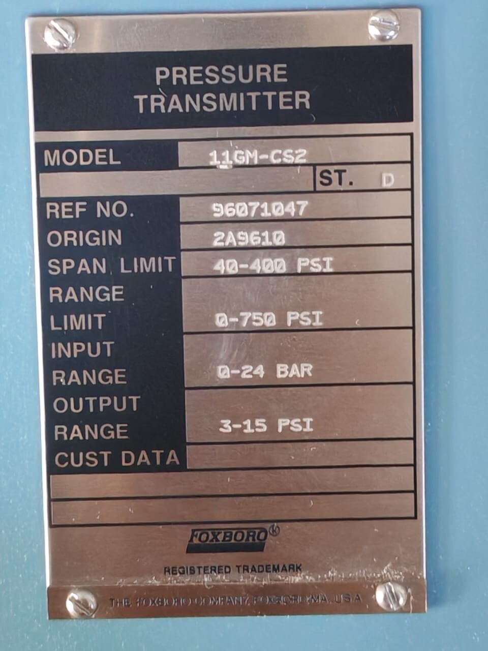 Foxboro 11GM-CS2 Foxboro 11GM-CS2 Pressure Transmitter 2