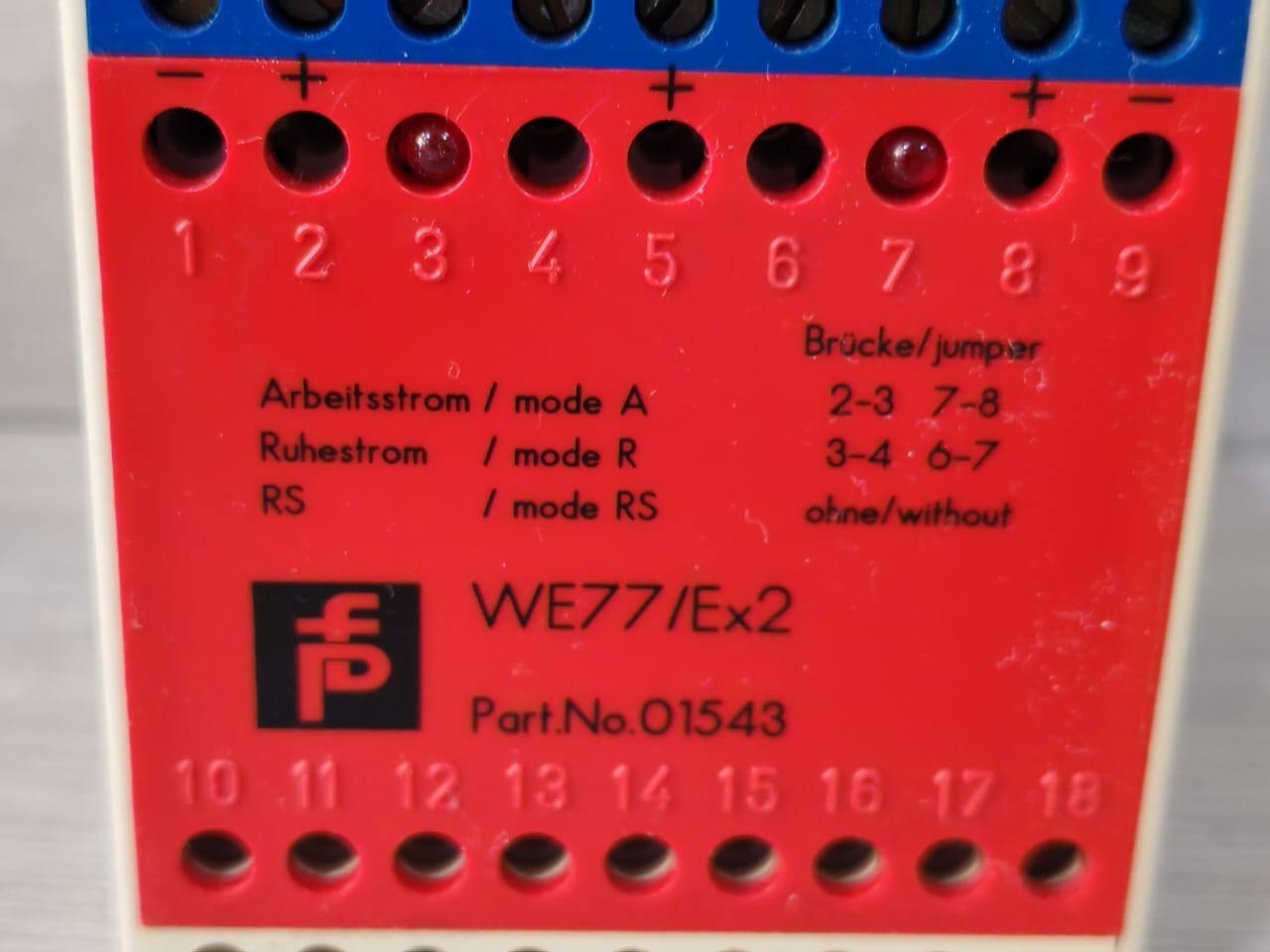 Pepperl + Fuchs WE77/EX-2 PEPPERL + FUCHS WE77/EX-2 P/N 01543 SWITCH AMPLIFIER 230VAC 3