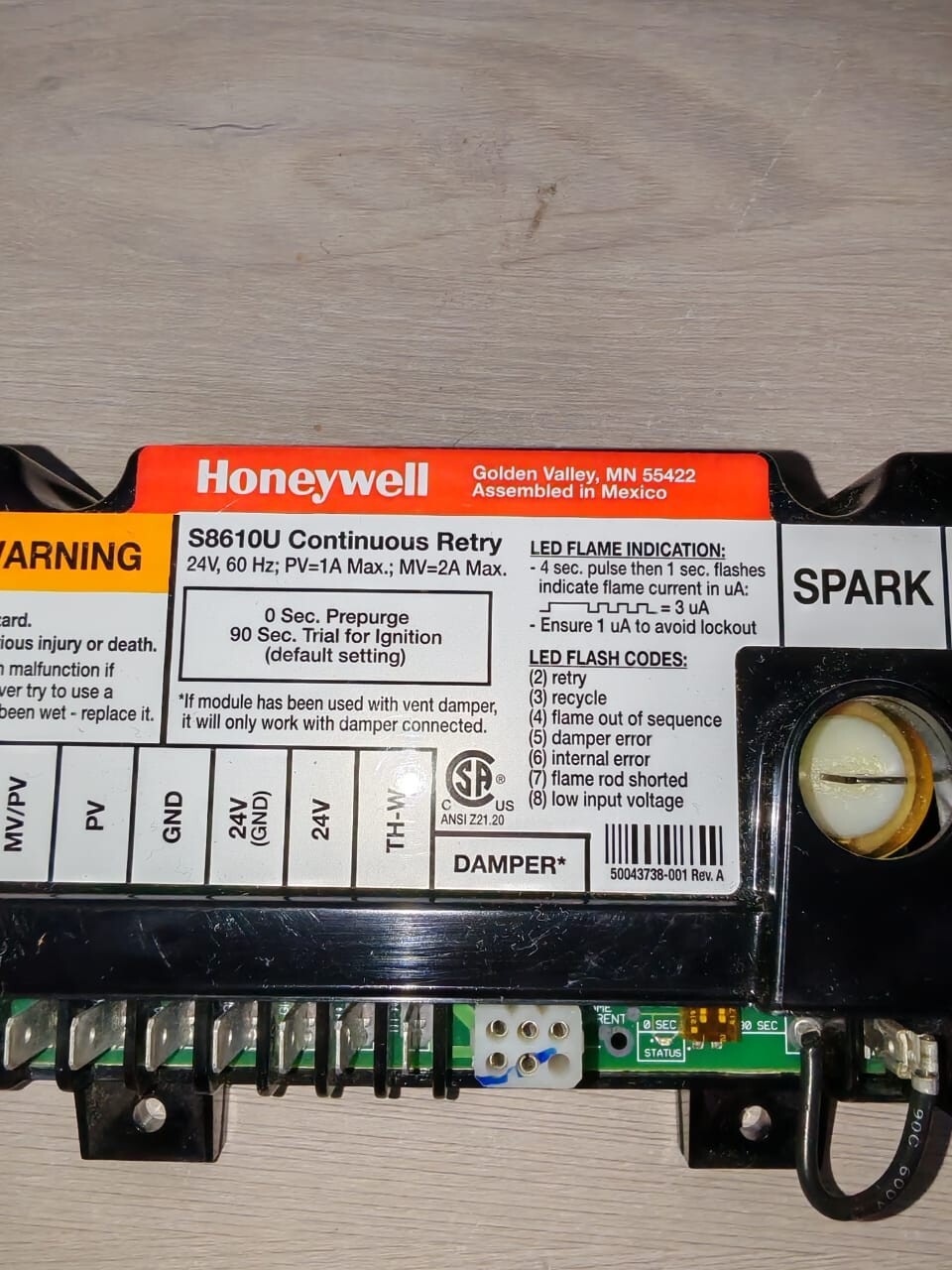 Honeywell S8610U HONEYWELL S8610U UNIVERSAL INTERMITTENT PILOT IGNITION MODULE 6