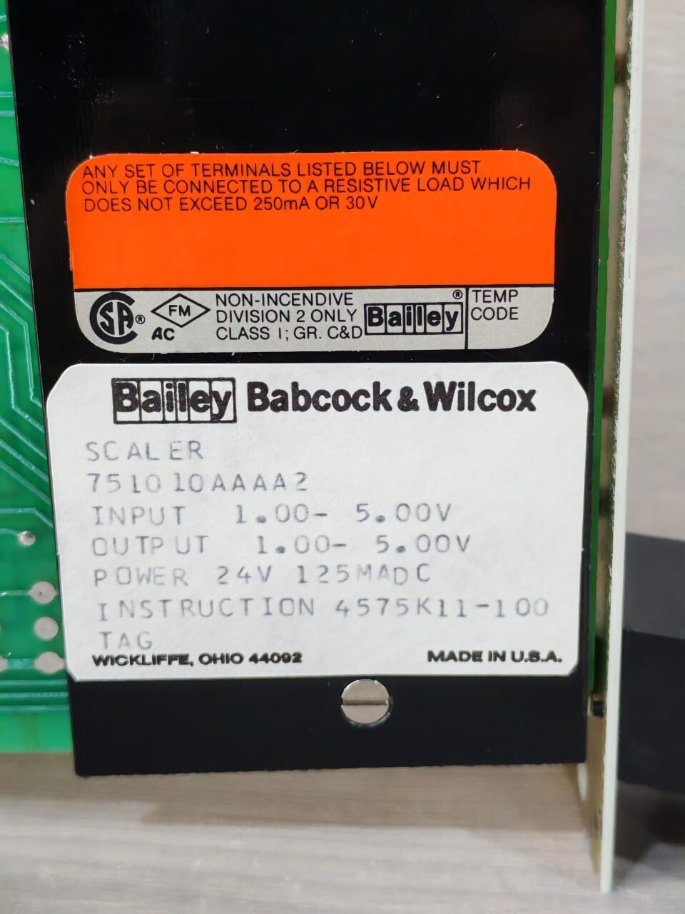 Bailey 751010AAAA2 BAILEY BABCOCK & WILCOX 751010AAAA2 SCALER 24V 125MADC 7