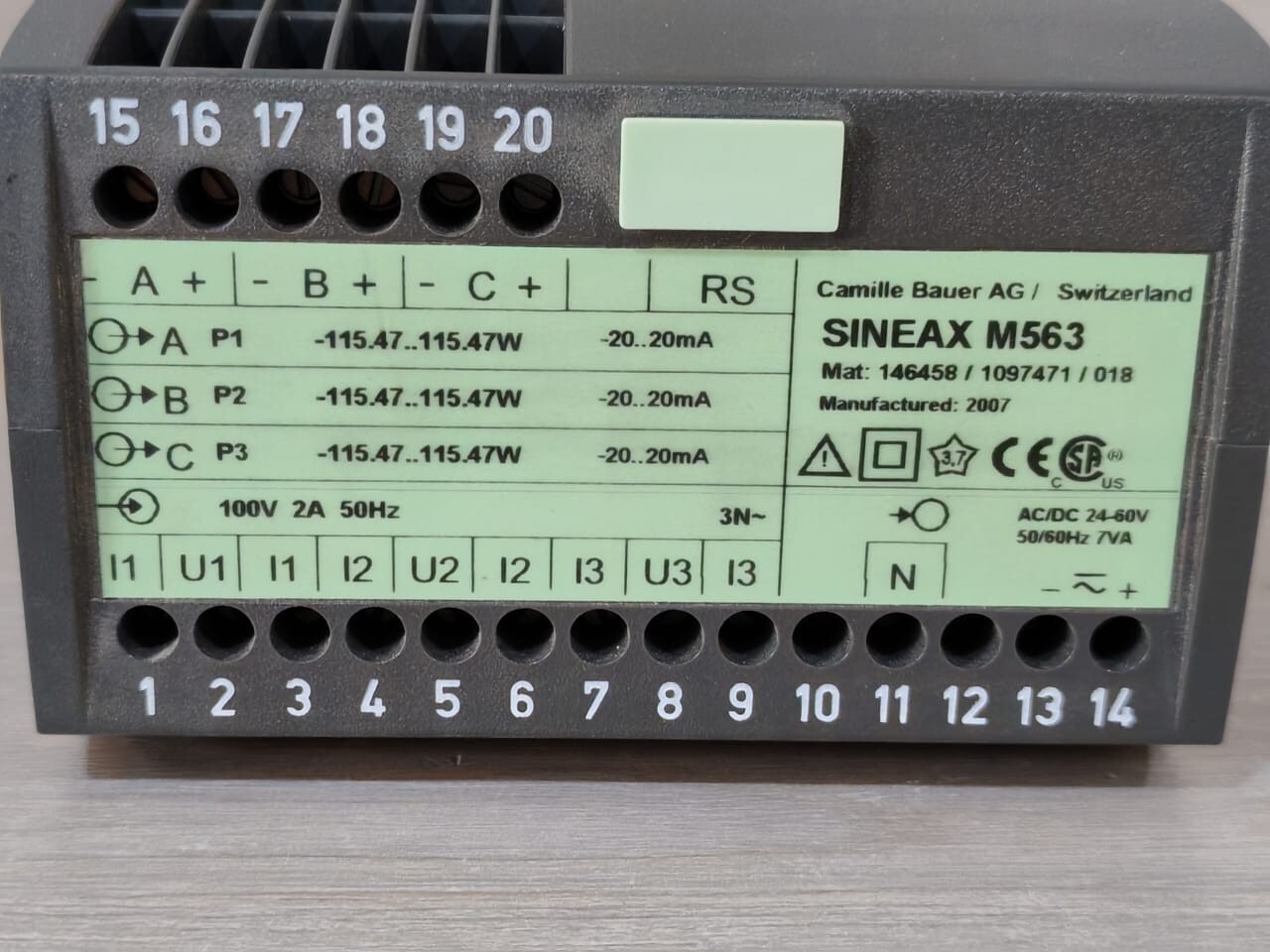 Camille Bauer M563 CAMILLE BAUER SINEAX M563 146458 / 1097471 /018 PROGRAMMABLE MULTI TRANSDUCER 4