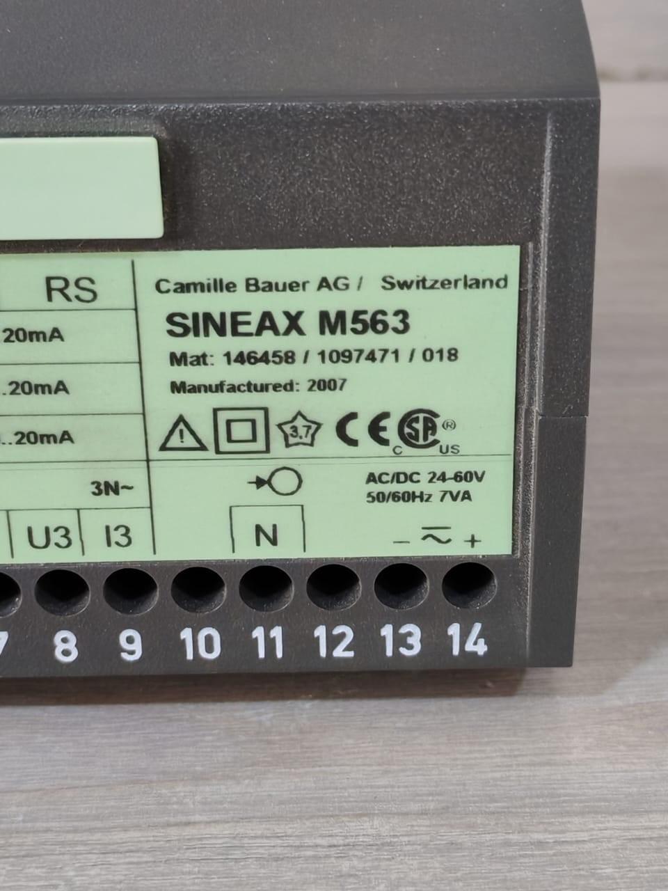 Camille Bauer M563 CAMILLE BAUER SINEAX M563 146458 / 1097471 /018 PROGRAMMABLE MULTI TRANSDUCER 5