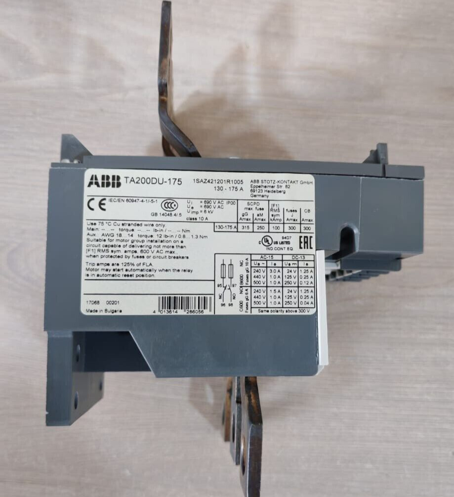 ABB RELAY-130 ABB TA200 DU-175 THERMAL OVERLOAD RELAY 130-175 A 5