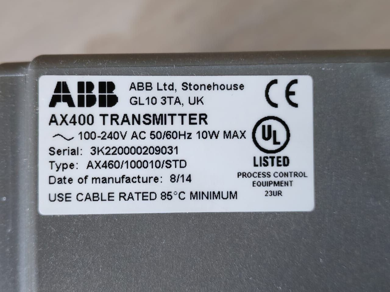 ABB AX460/100010/STD ABB AX400 Transmitter AX460/100010/STD 240VAC 2