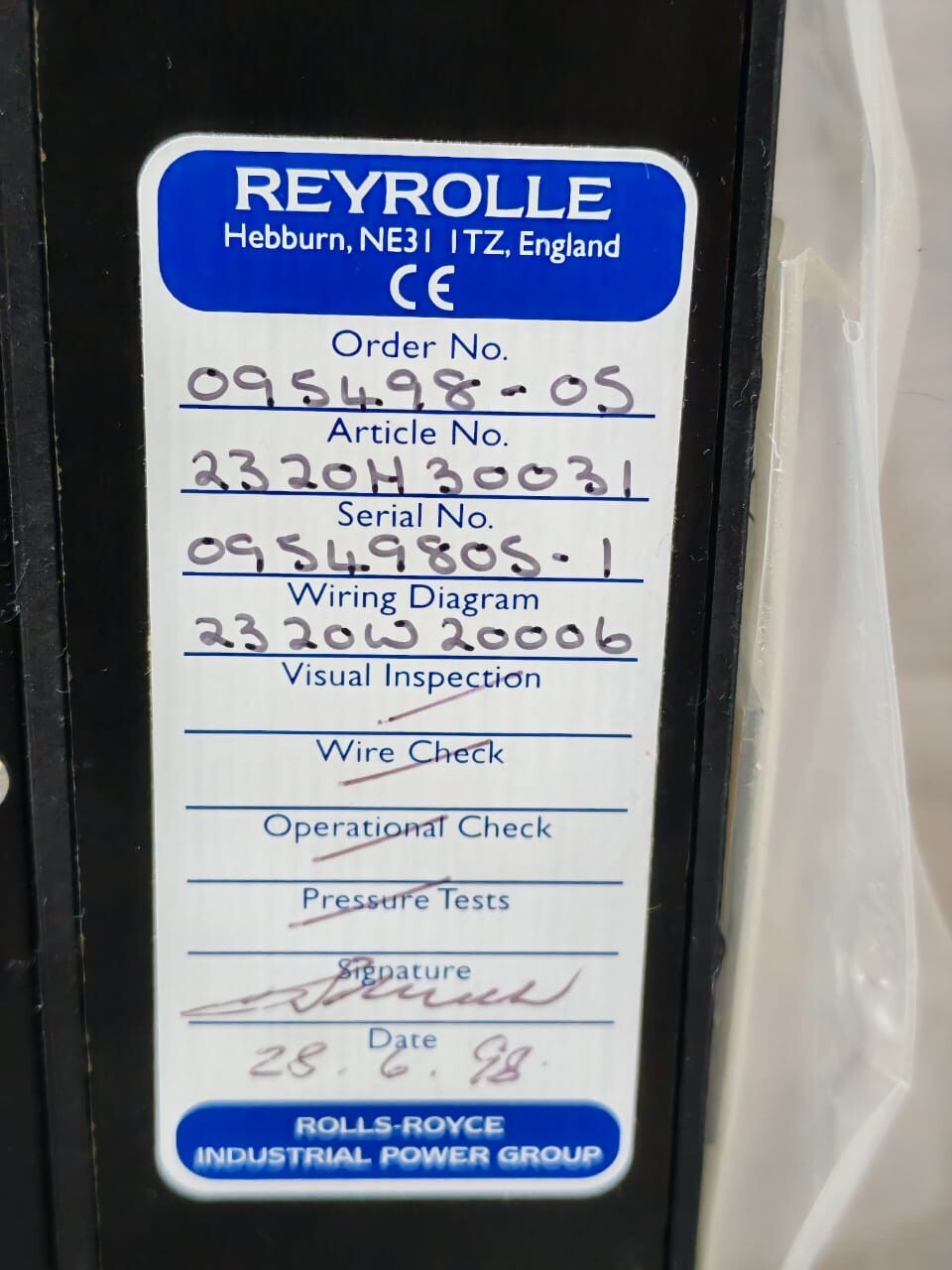 Reyrolle RELAY-095498 REYROLLE 5B3 CURRENT BALANCE RELAY / TYPE F8H RELAY 095498-05 50Hz 9
