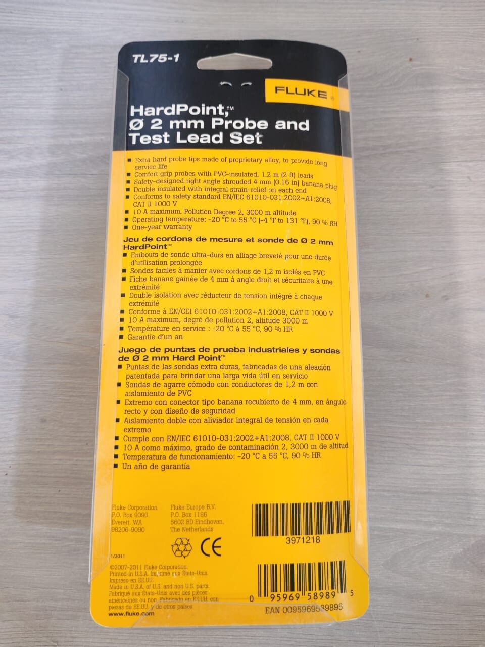 Fluke TL75-1 FLUKE TL75-1 HARDPOINT, 2mm PROBE & TEST LEAD SET 2