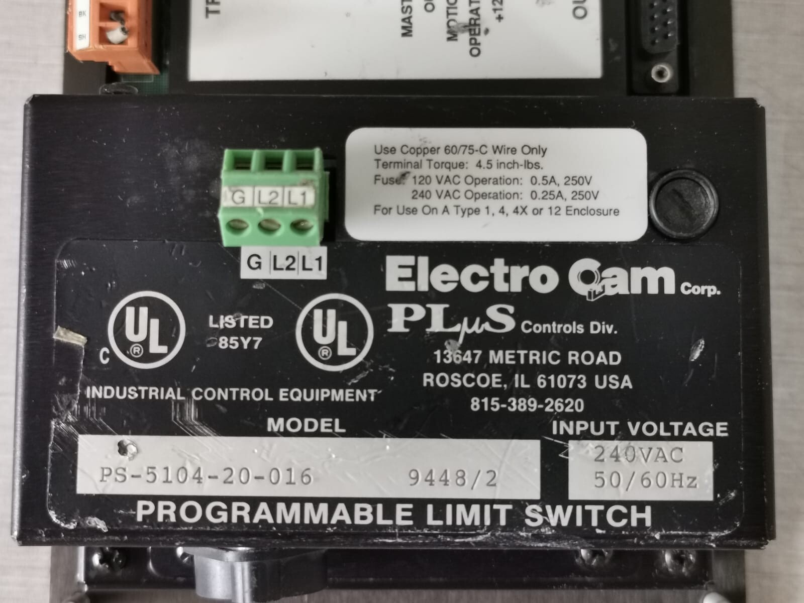 Electro Cam PS-5104-20-016 Electro Cam PLUS 5000 Series PS-5104-20-016 Programmable Limit Switch 10