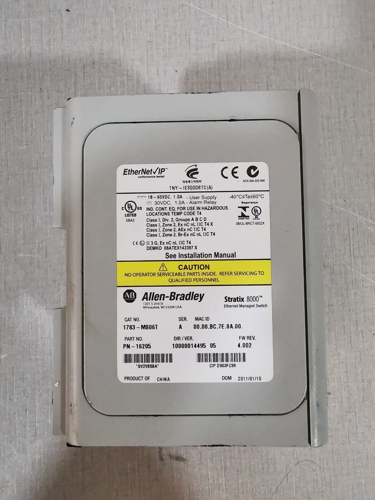 Allen Bradley 1783-MS06T / PN-16205 Allen Bradley STRATIX 8000 Ethernet Managed Switch 1783-MS06T / PN-16205 4