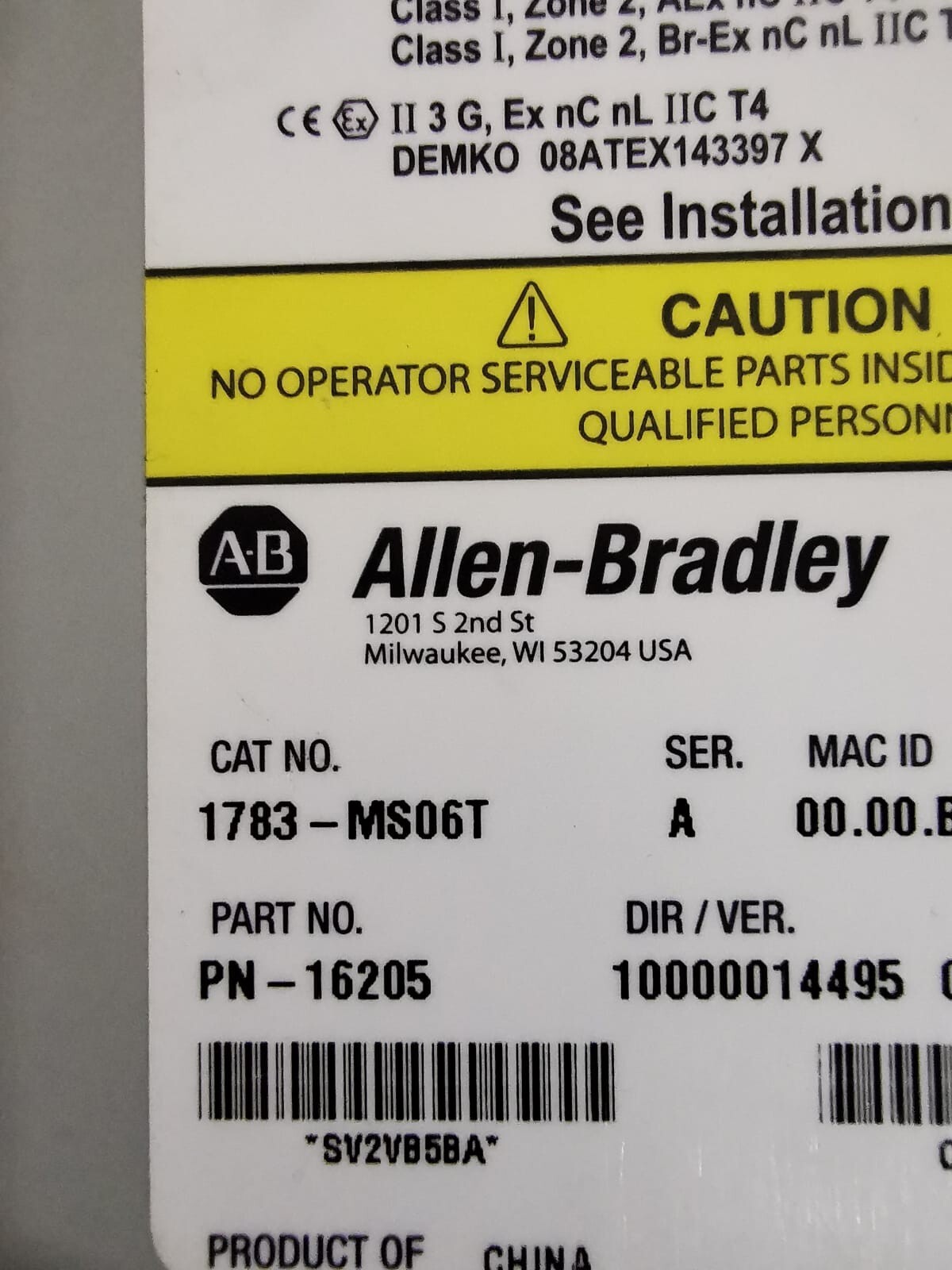 Allen Bradley 1783-MS06T / PN-16205 Allen Bradley STRATIX 8000 Ethernet Managed Switch 1783-MS06T / PN-16205 5
