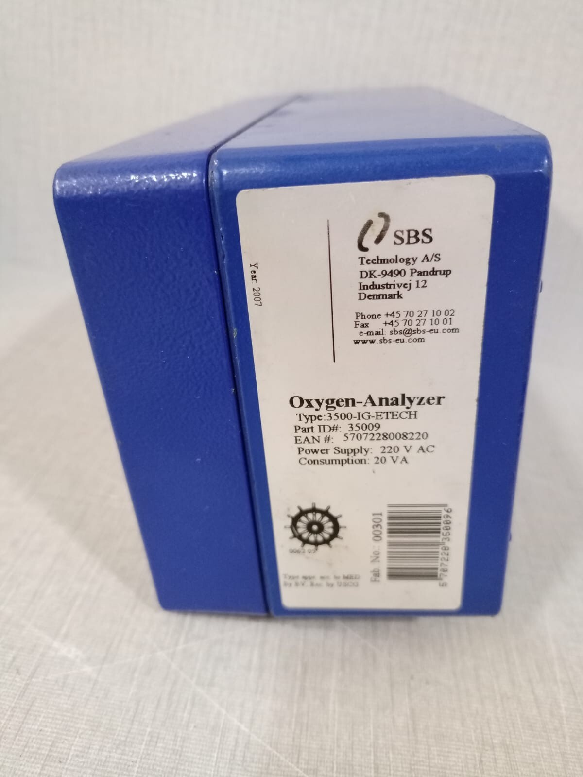 SBS 3500-IG-ETECH SBS 3500-IG-ETECH Oxygen Analyzer 5
