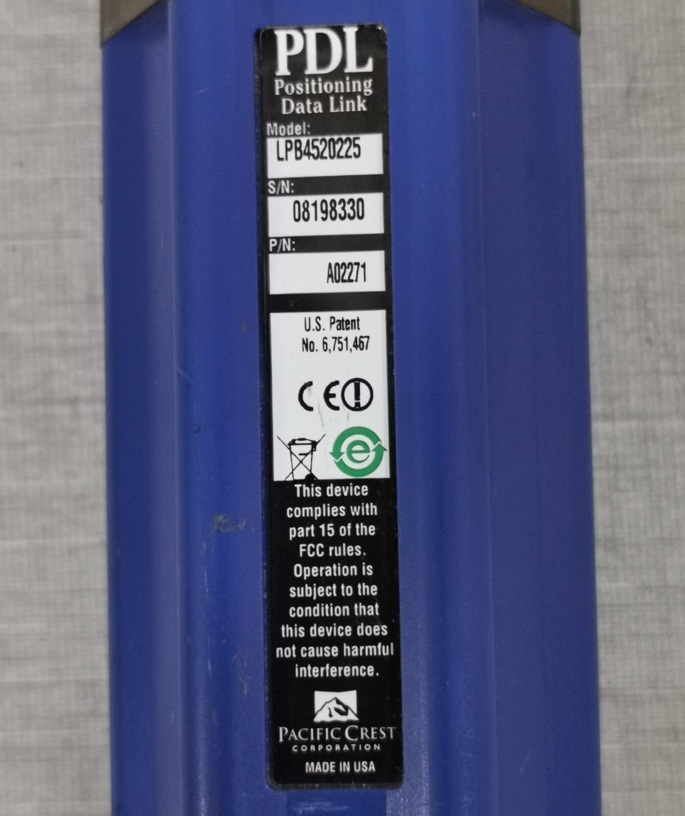 Pacific Crest A02271 Pacific Crest Positioning Data Link 2watts PDL LPB4520225 / Part No. A02271 4