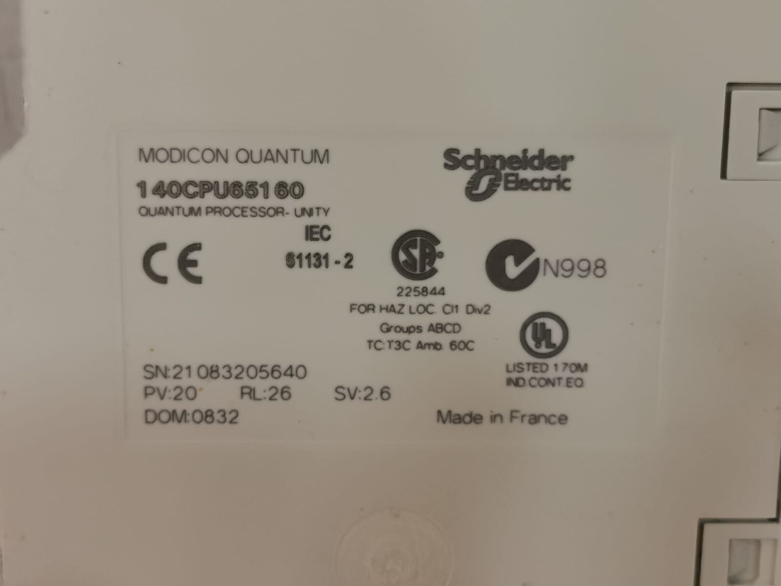 Schneider Electric 140CPU65160 Schneider Electric 140CPU65160 Modicon Quantum - Missing Front Label Cover 6