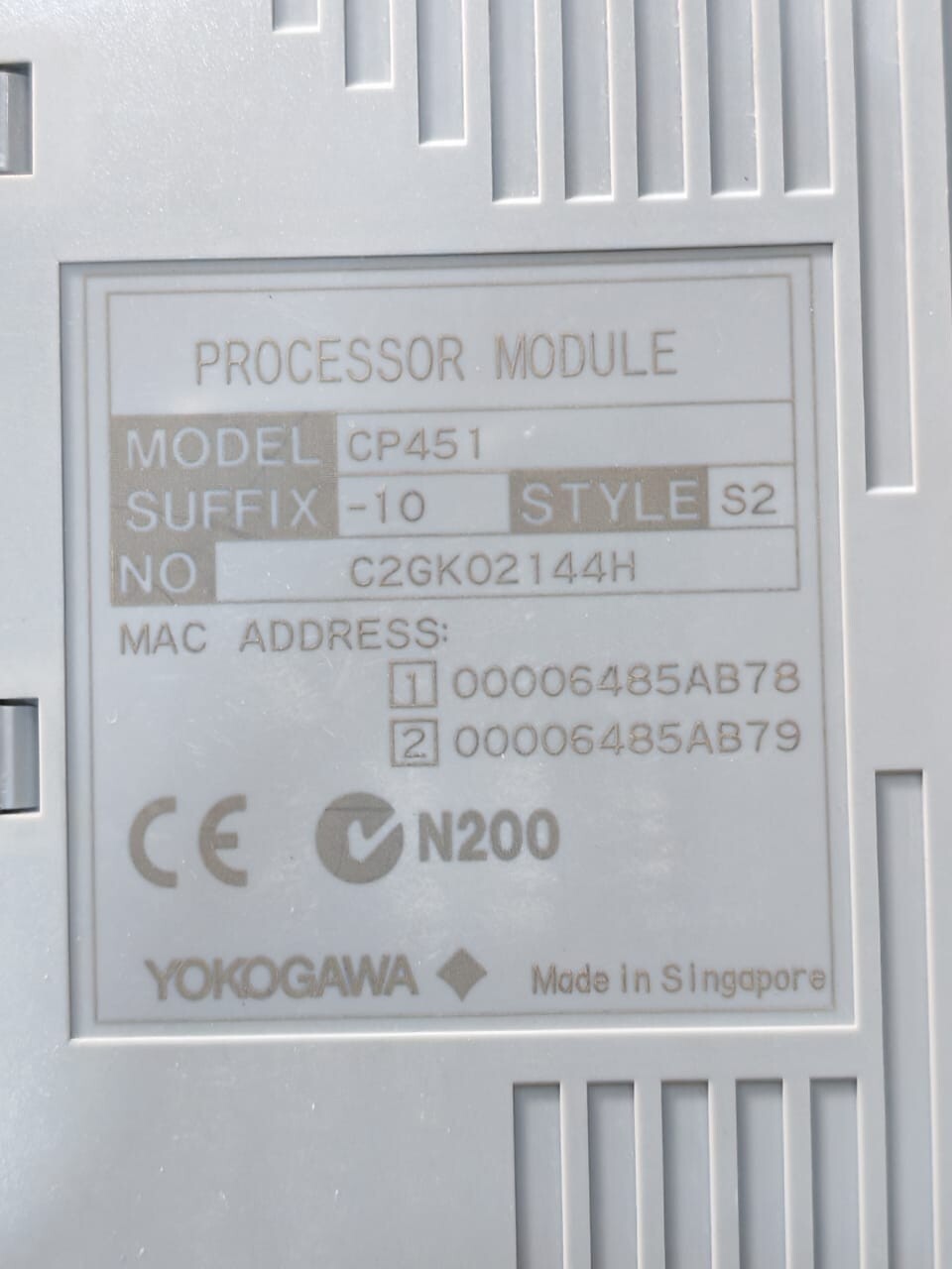Yokogawa CP451-10 S2 YOKOGAWA CP451-10 S2 PROCESSOR MODULE - WITH BROKEN PART 3