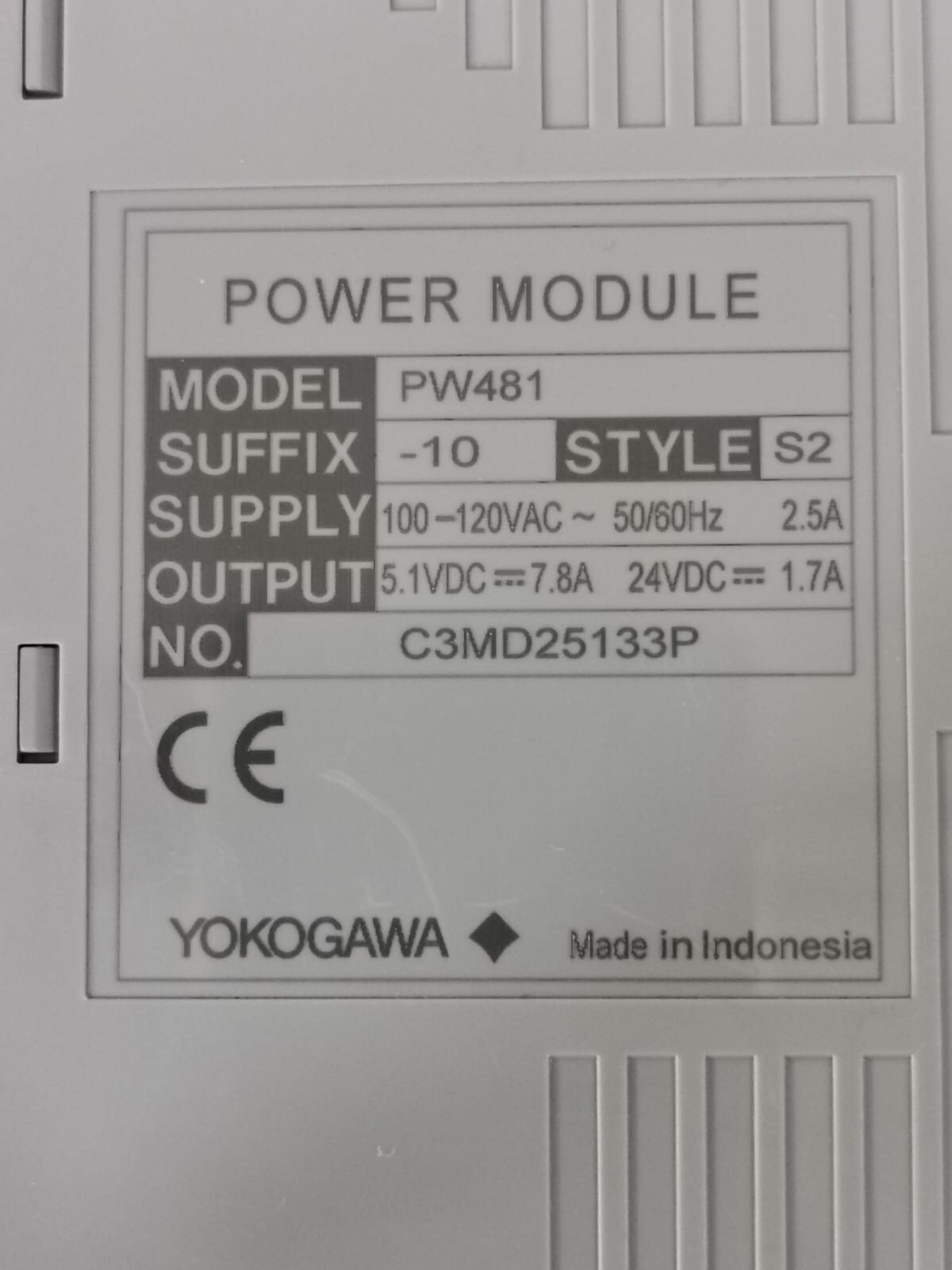 Yokogawa PW481-10-S2 Yokogawa PW481 Power Module PW481-10-S2 100-120VAC 50/60HZ 2.5A 3