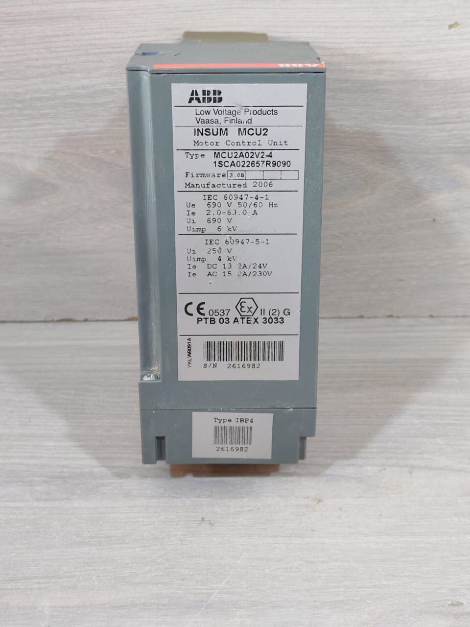 ABB INSUM MCU2 MCU2A02V2-4 1SCA022657R9090 3.0B MOTOR CONTROL UNIT- BROKEN PART