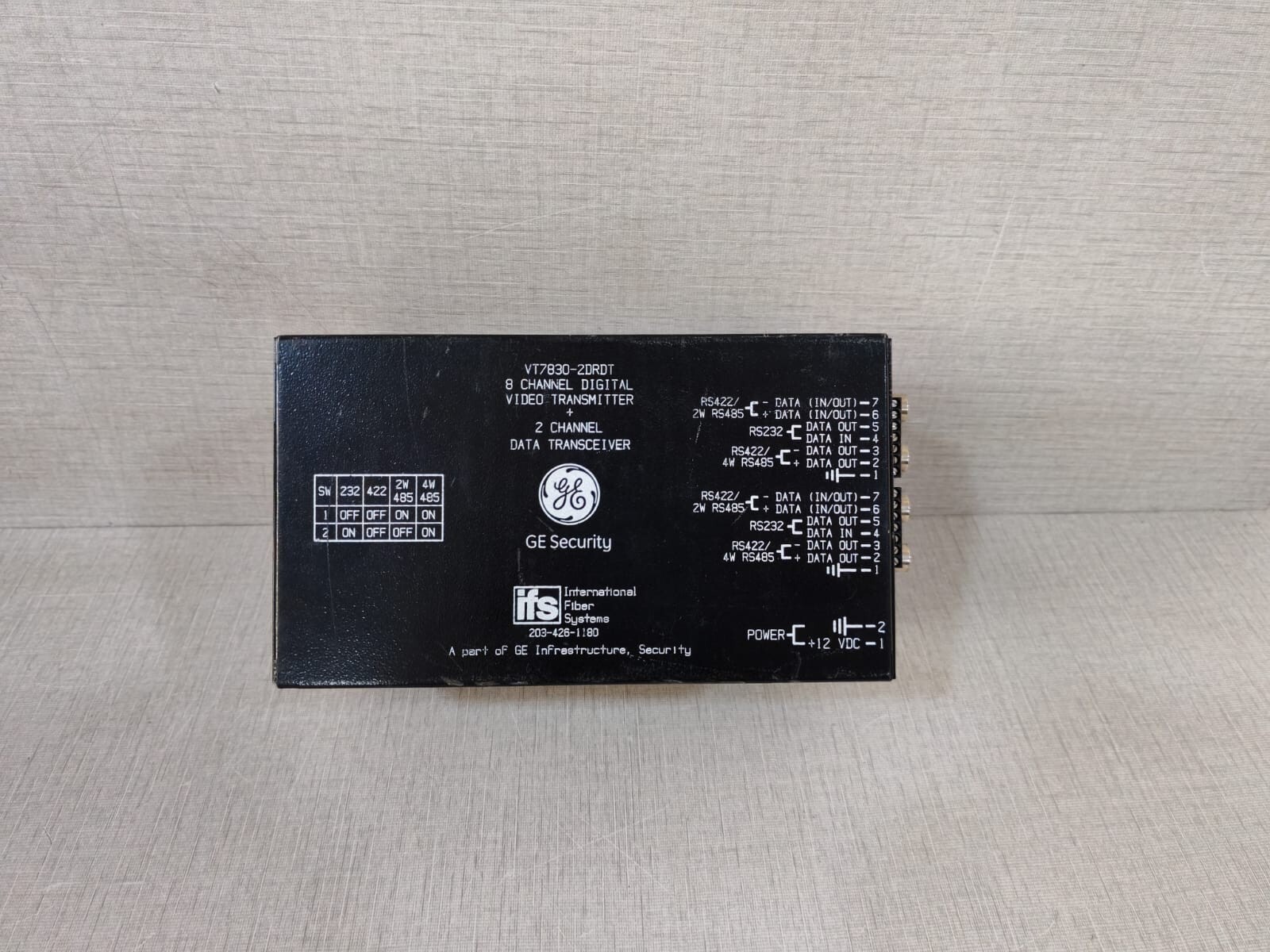 GE Security/IFS VT7830-2DRDT, 8 Channel Digital Video Transmitter + Transceiver