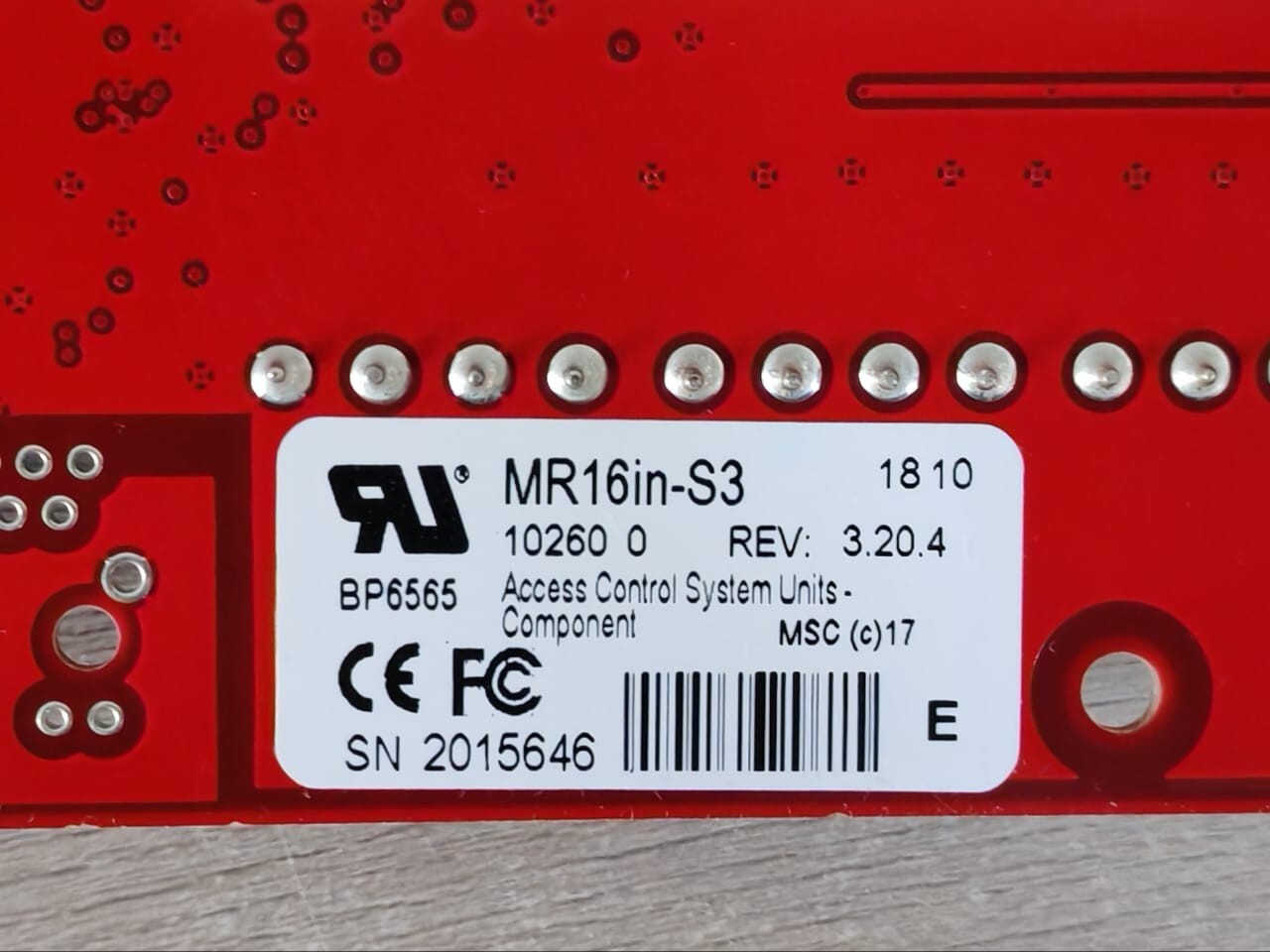 Mercury Security MR16in-S3 Mercury Security MR16in-S3 Controller Board Rev: 3.20.4 2