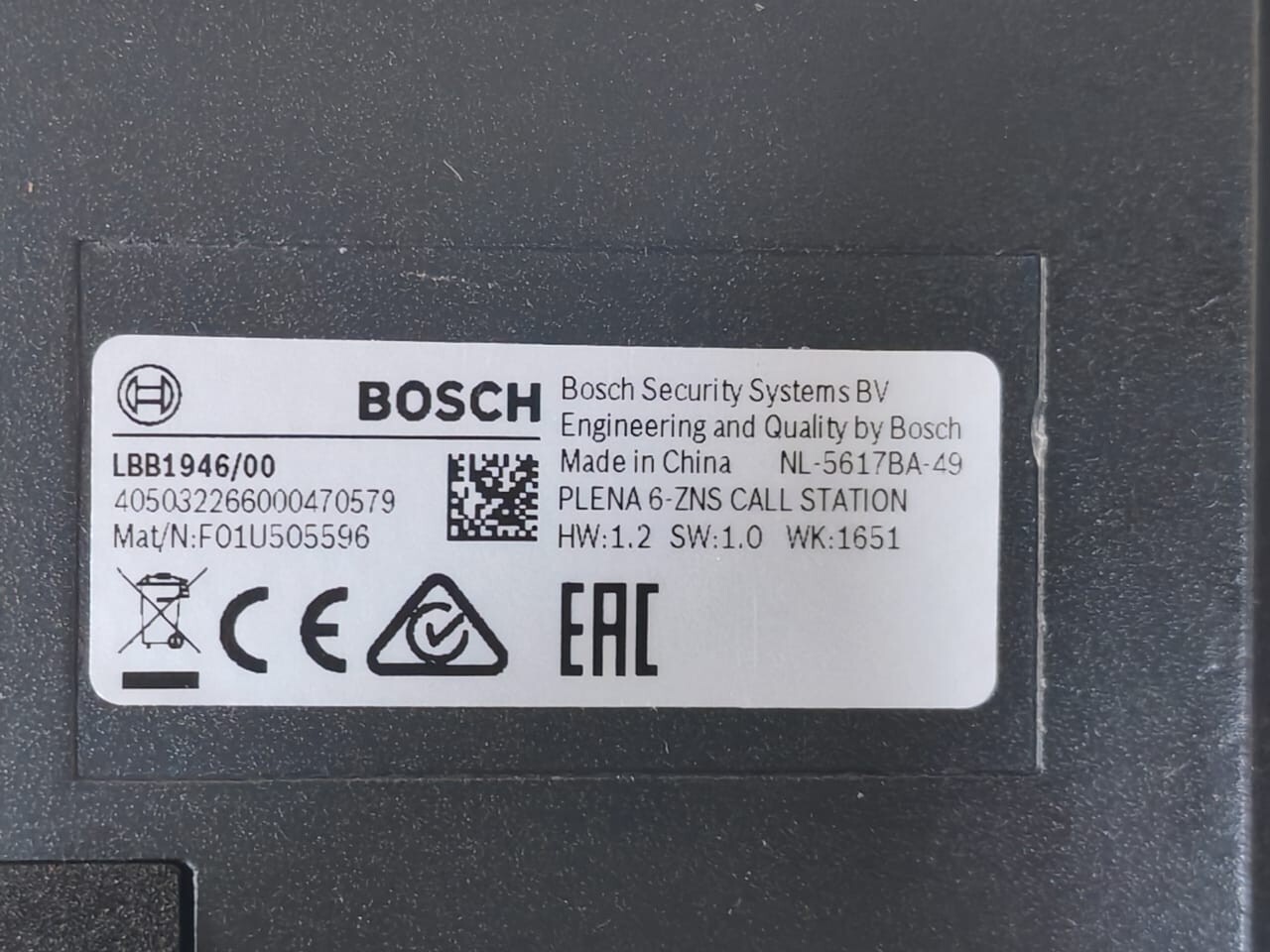 Bosch F01U505596 Bosch LBB 1946/00 Plena Series Six-zone Call Station F01U505596 5
