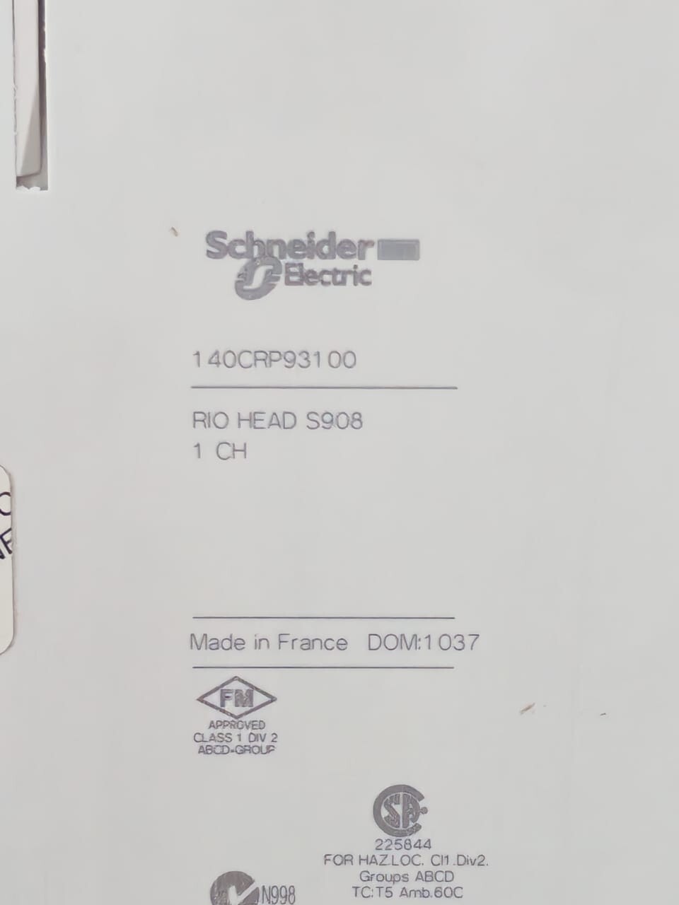Schneider Electric 140 CRP 931 00 SCHNEIDER ELECTRIC 140 CRP 931 00 RIO HEAD S908 PV.08 SV.2.0 RL.00-WITHOUT COVER 5