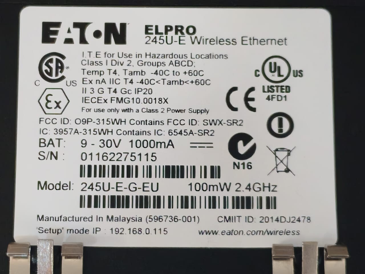 Eaton 245U-E-G-EU EATON ELPRO 245U-E WIRELESS ETHERNET 245U-E-G-EU 4