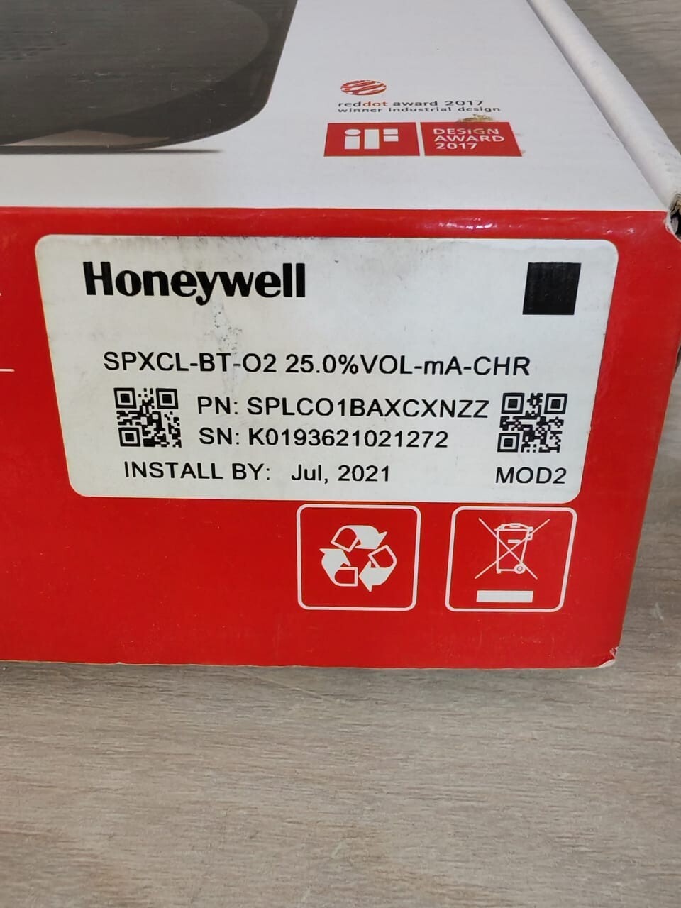Honeywell SPXCL-BT-O2 Honeywell Sensepoint XCL SPXCL-BT-O2 25.0% VOL-mA-CHR PN: SPLCO1BAXCXNZZ 4